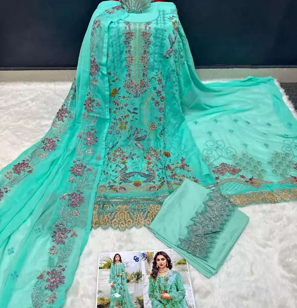 Indian Soft Georgette Unstitched Salwar Kameez 4pcs (CB)