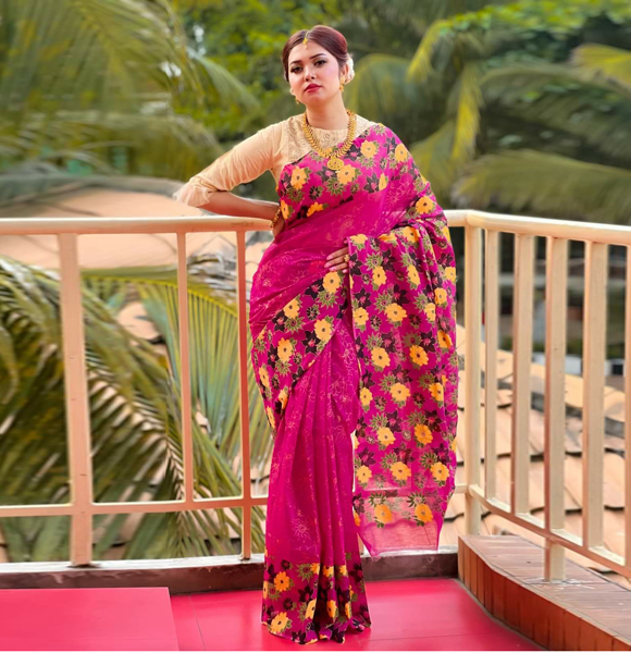 High Quality Screen Print Dhupian Silk Saree GM-329