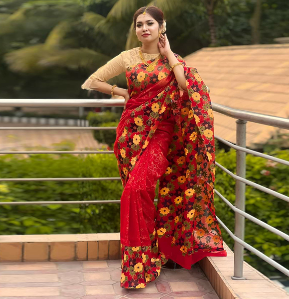High Quality Screen Print Dhupian Silk Saree GM-327