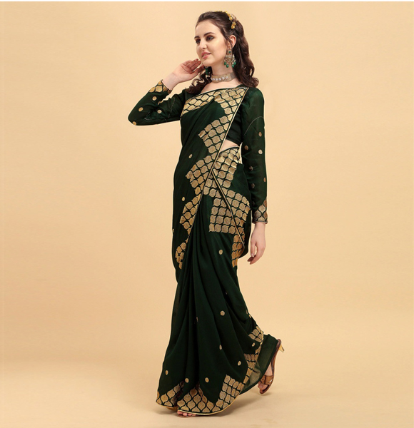 Printed Silk Blend Saree with Blouse GM-1088