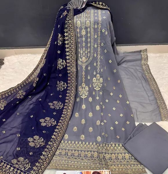 Indian Soft Georgette Unstitched Salwar Kameez 4pcs (CB)