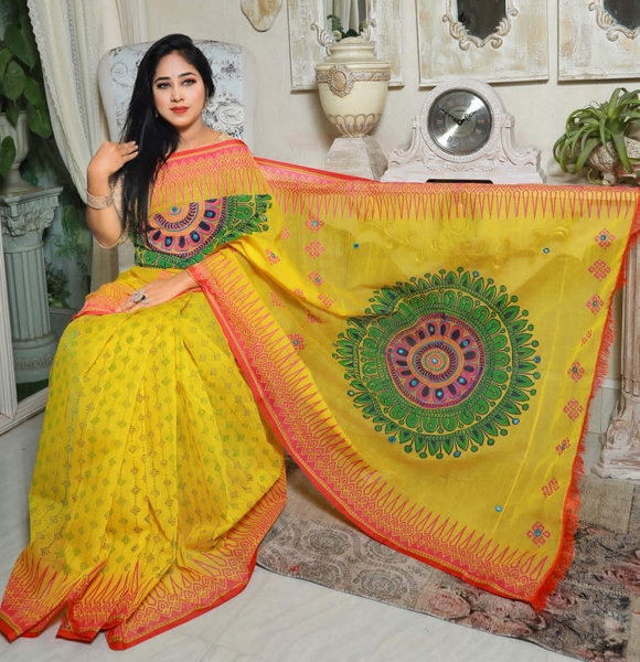 High Quality Screen Print Dhupian Silk Saree GM-316