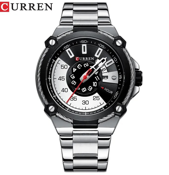 CURREN 8345 Design Watches Men's Watch Quartz Clock Male (SILVER) (ETC)