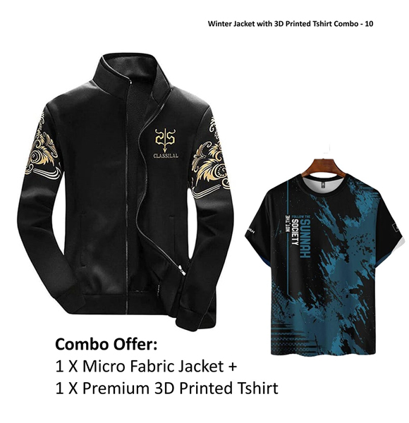 Winter Jacket with 3D Printed Tshirt Combo - 10