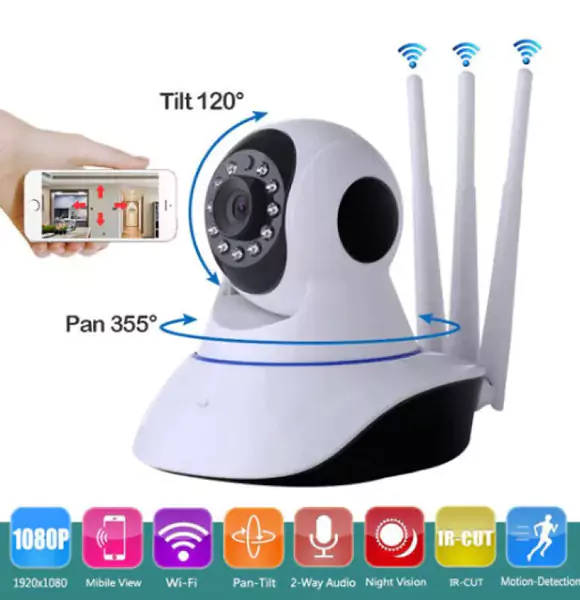2MP Full HD 360° V380 3-Antenna Moving Camera