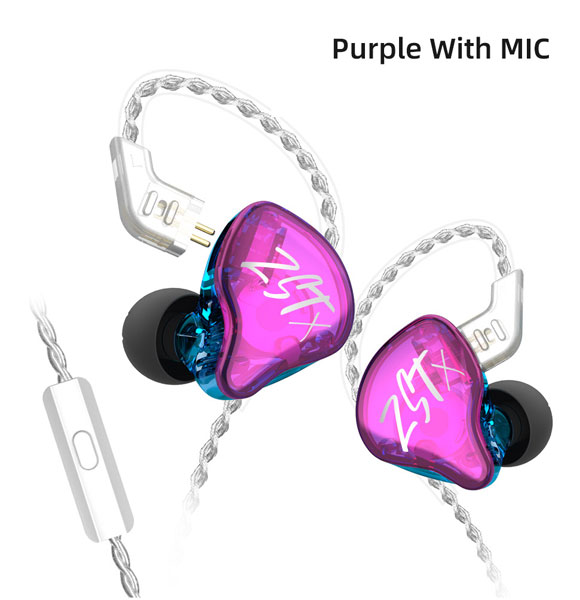KZ ZST X 1BA+1DD Hybrid Earphones HIFI Bass Sports Headphone DJ Earbuds Headset with 2Pin 0.75MM Connector Earphones