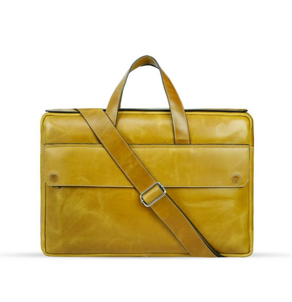 Pale Brown Genuine Craft Detachable Shoulder Strap Laptop Bag SB-LB408