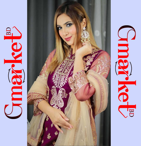 New Indian Organza Tissue 4pc Salwar Kameez (Unstitched)-GM-802