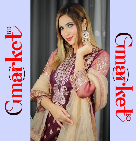 New Indian Organza Tissue 4pc Salwar Kameez (Unstitched)-GM-800