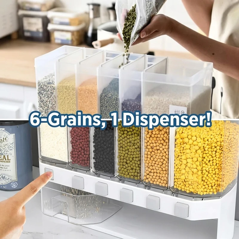 6-in-1 Wall Mounted Food Storage Box for Kitchen