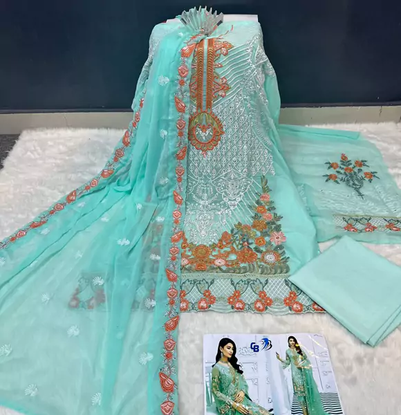 Indian Soft Georgette Unstitched Salwar Kameez 4pcs (CB)