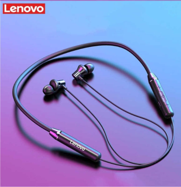 Lenovo HE05 Wireless Neckband Stereo Sports Magnetic Earphone-{Black}