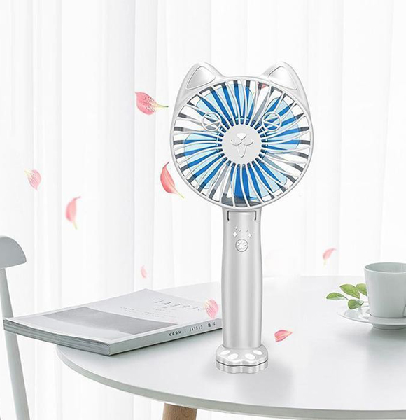 Handheld Mini Fan Portable Rechargeable Cat Ear Shaped USB Fan-Random color ( DS)