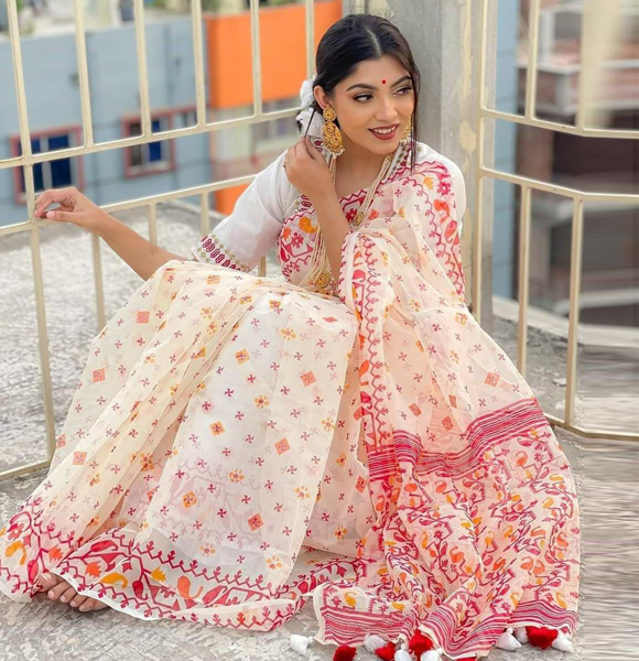 High Quality Screen Print Dhupian Silk Saree GM-308