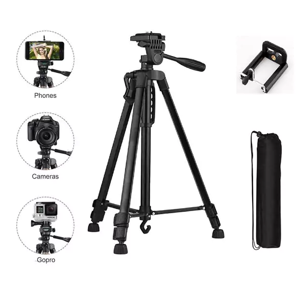 Professional Colorful Aluminium Alloy (Metal) Tripod 3366 Stand Heavy Quality for Phone DSLR Camera Video (FREE Tripod Bag)