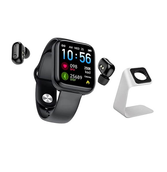 ZHAOSA X5 TWS Smart Watch Men's and Women's Wireless Earphone Bluetooth Earphone Two-in-one 1.54 inch Call Music Sports Bracelet Stand Smart Watch for Android iOS (black) (ANV)