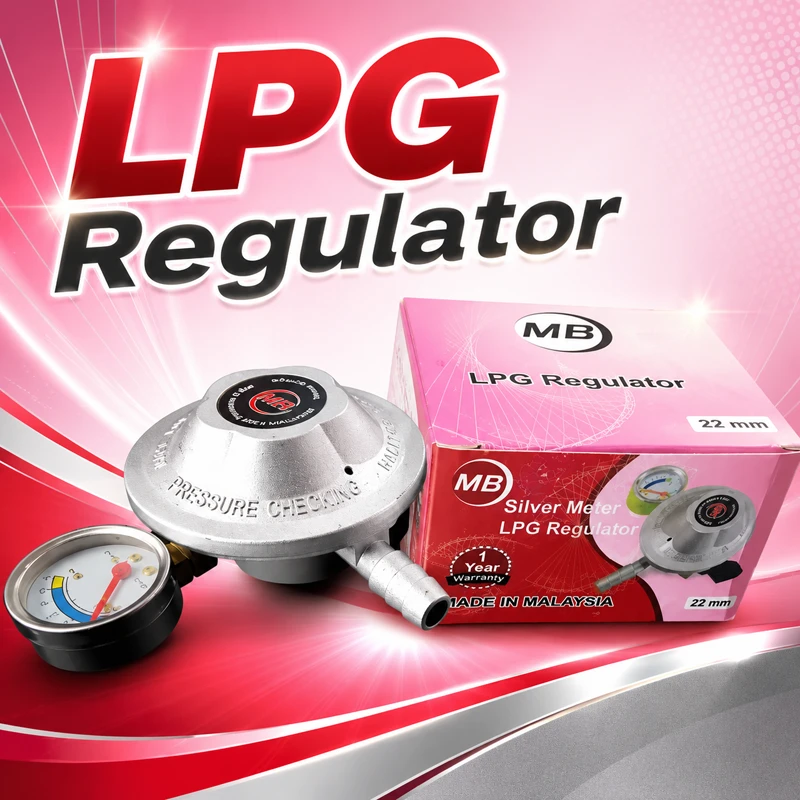 MB Silver Low Pressure LPG Gas Regulator, 22mm.