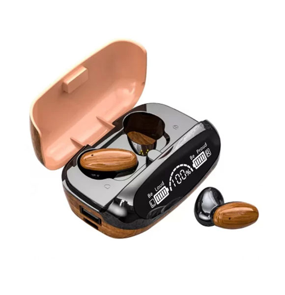 M35 TWS True Wireless Earbuds Bluetooth Earphone Touch Control With Waterproof headphones – Wood Grain