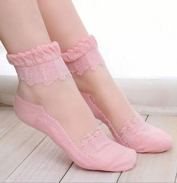 New Stylish Silk transparent super breathable soft Flower Socks For Girls