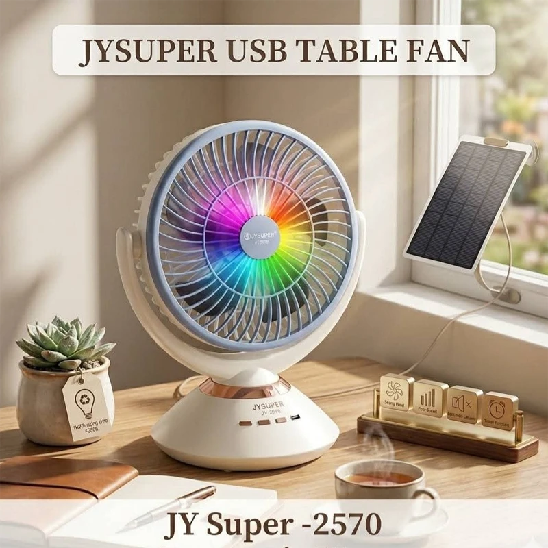 JYSUPER JY-2570 Rechargeable Fan with LED Light