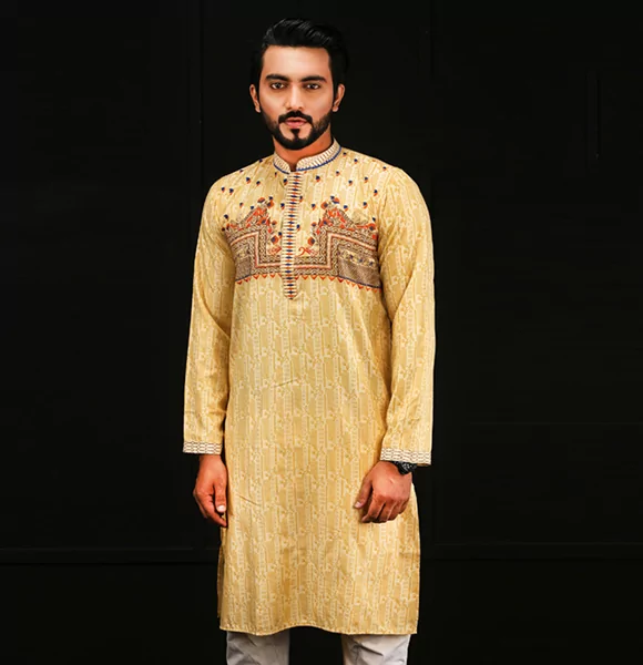 Stylish Golden Panjabi for Smart Guys