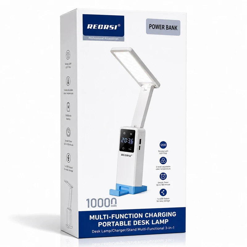 RECRSI 3-in-1 Smart Desk Lamp with 10000 mah Power Bank