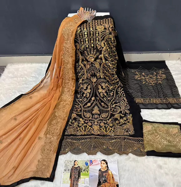 Indian Soft Georgette Unstitched Salwar Kameez 4pcs (CB)