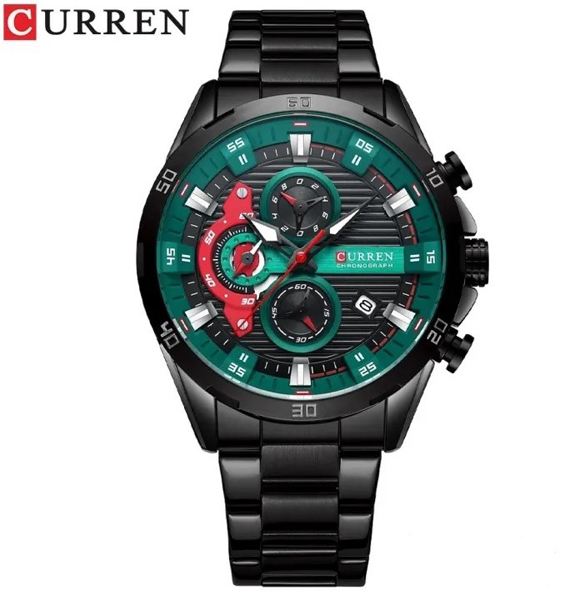 CURREN 8402 Wristwatch Stainless Steel Chonograph Watch (Black) (ETC)