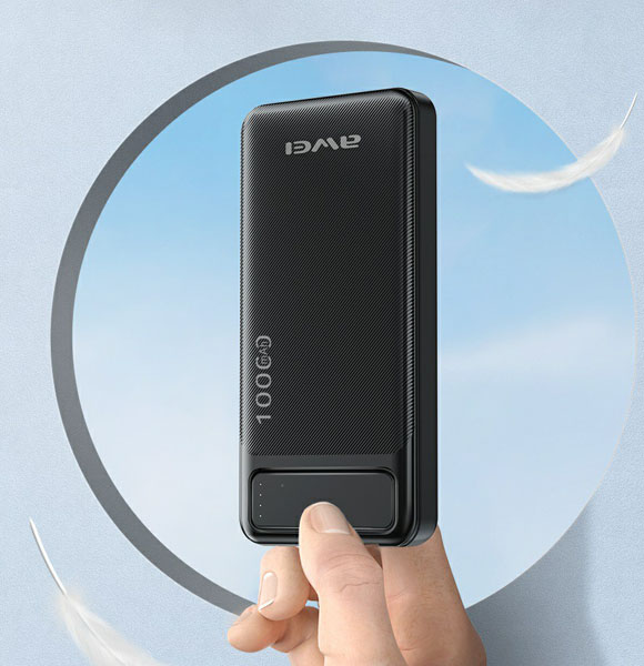 Awei P5K 10000mAh Dual USB Port Power Bank Fast Charging Micro USB and Type C Input Power Bank