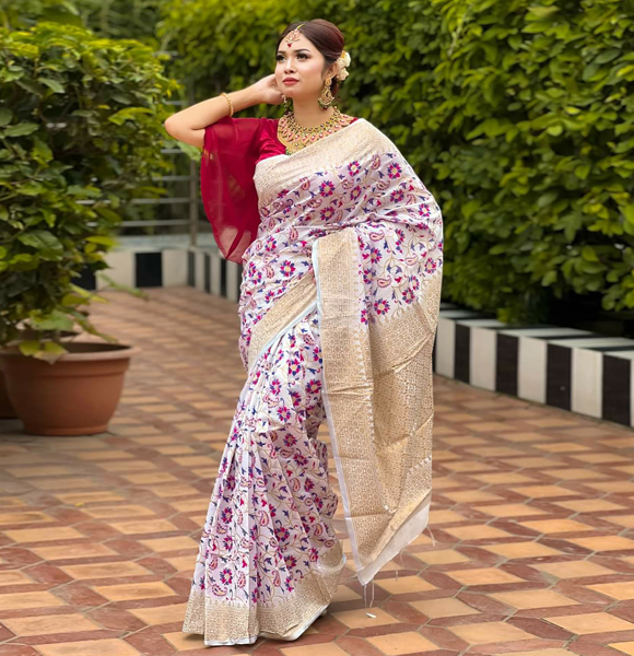 High Quality Screen Print Dhupian Silk Saree GM-354