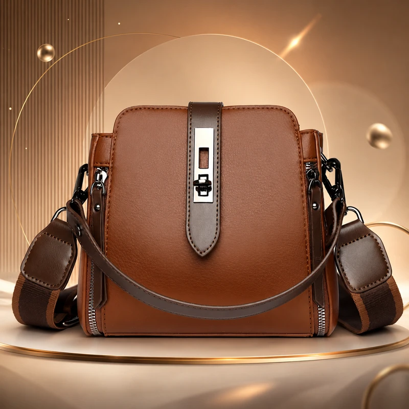 High-quality Messenger Bags For Women Luxury Crossbody Shoulder Bags Female (Brown)