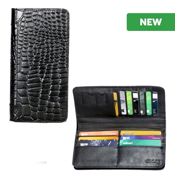 AAJ Croco design Leather Long Wallet SB-W138 Black