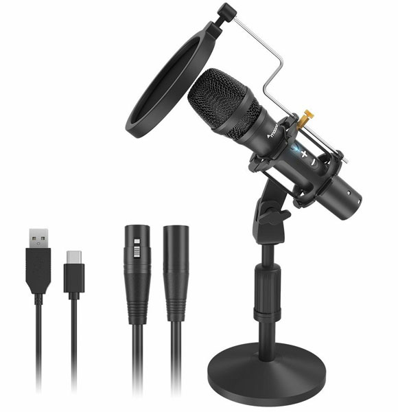 MAONO HD300T/ HD300 Series USB/XLR Cardioid Dynamic Microphone- Ideal For Home Studio, Vocal, Podcast, Singing- Mute Function, Volume Adjustment Function XLR Microphone & USB Microphone