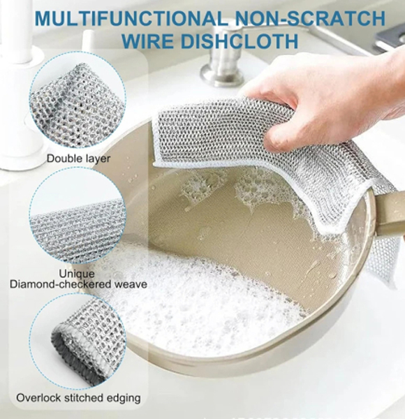 Magic Dishwashing Towel Metal Steel Wire Cleaning Rag (5pcs) (DS)