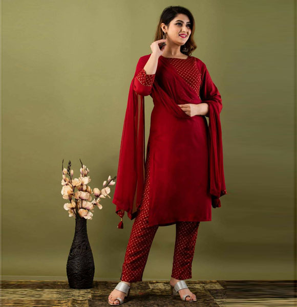 China Linen Chunri 3 Piece with Chiffon Orna- GM-903