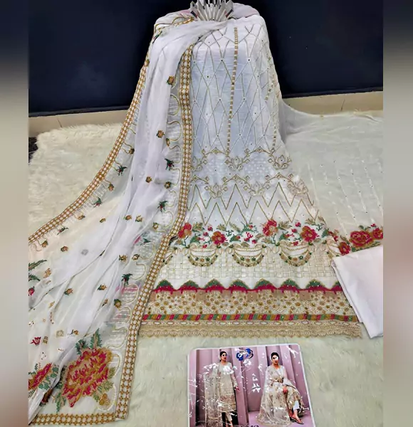 Indian Soft Georgette Unstitched Salwar Kameez 4pcs (CB)