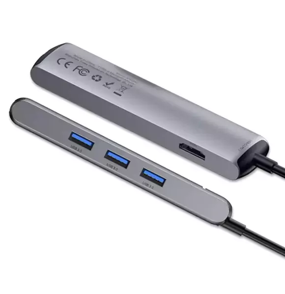 Baseus Metal Gleam Series 8-in-1 Multifunctional Dual HDMI Type-C HUB Docking Station Gray (ANV)