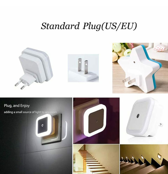 LED Light Socket Plug Automatic Night Lamp Indoor Bedroom Living Room Stair Lampu Tidur Automatic