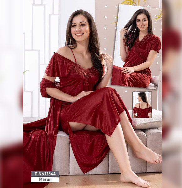 Two Part Nighty Set (Maroon)