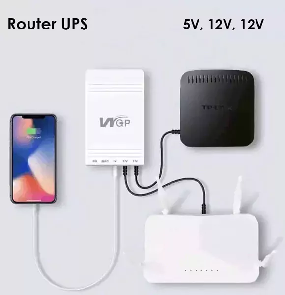 WGP Router & ONU UPS- Backup Up To 8 Hours (5V, 12V, 12V Output)