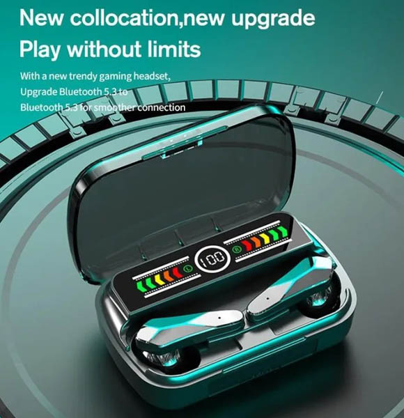 M12 TWS Wireless Bluetooth 5.3 Headphones Noise Reduction Hand free Calling Earphones Touch Control Earbuds Waterproof Headset with 2000mAh Charging Box (RUB)