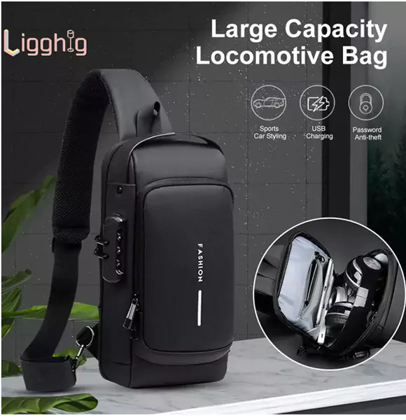 Multifunction Patent Leather Chest Bag Waterproof Men Crossbody Bag Anti-Theft Travel Shoulder Bags Male Sports Fanny Pack