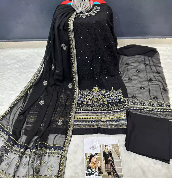 Indian Soft Georgette Unstitched Salwar Kameez 4pcs (CB)