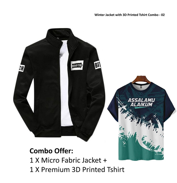 Winter Jacket with 3D Printed Tshirt Combo - 02