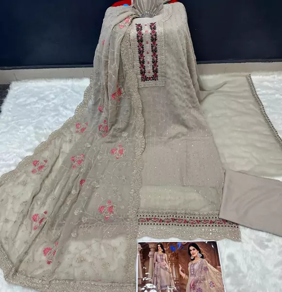 Indian Soft Georgette Unstitchede Salwar Kamez 4pcs (CB)
