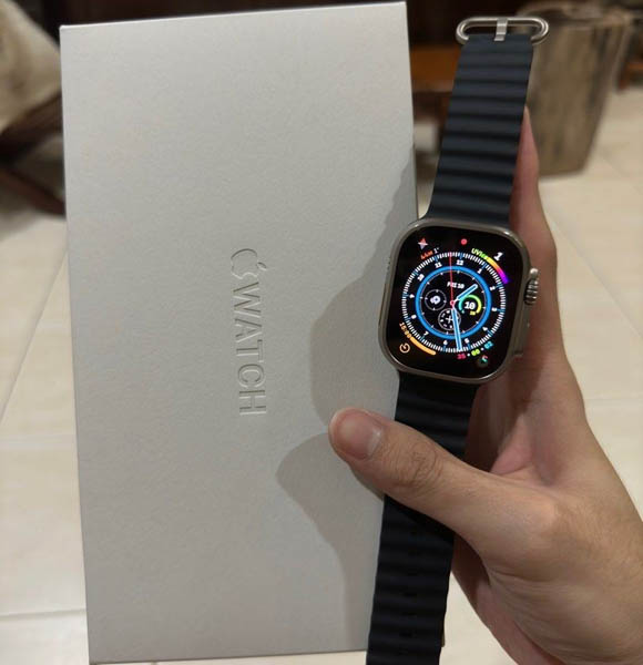 Apple Watch Ultra 49mm Titanium Midnight Ocean Band Full Box (H&G) - (Replica).