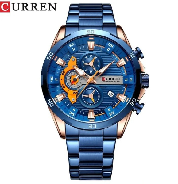 CURREN 8402 Wristwatch Stainless Steel Chronograph Watch (Blue)