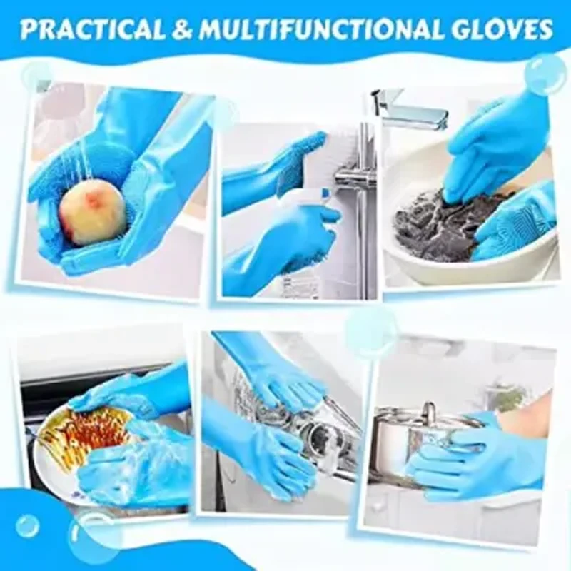 Magic Silicone Dish Washing Gloves(2Pcs)