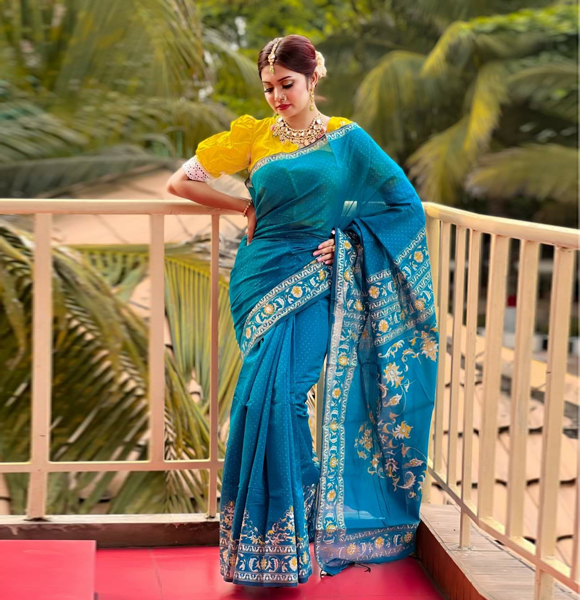 High Quality Screen Print Dhupian Silk Saree GM-310