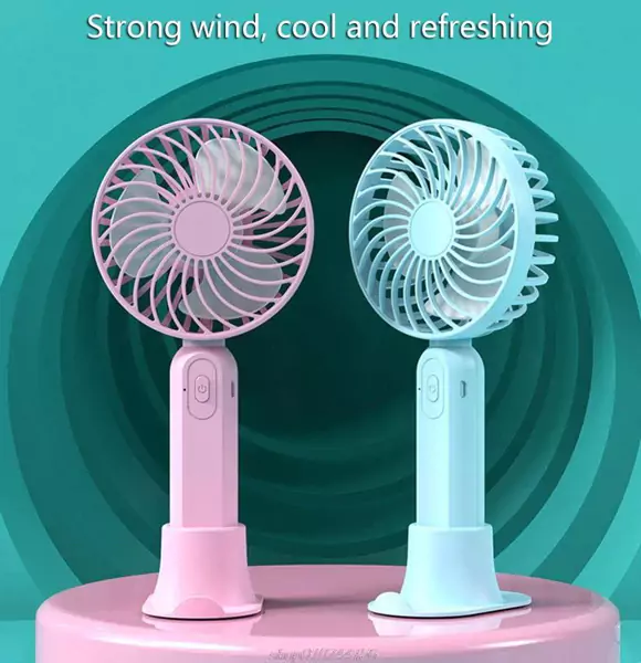 Handy USB Desktop Table Cute Electric Mini Fan Toys For Kids Battery Charge Fan Mini Handheld Fan-Random color ( DS)